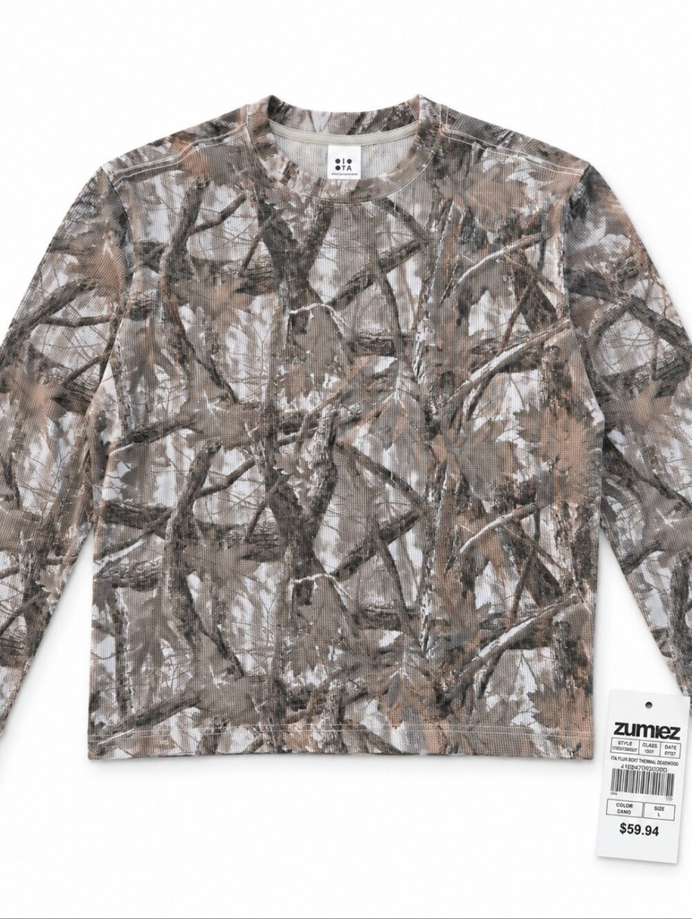 Men's Camouflage Long Sleeve Thermal Sweater - Brown/Gray